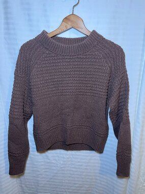Universal Thread Cropped Chunky Knit Sweater Small Brown